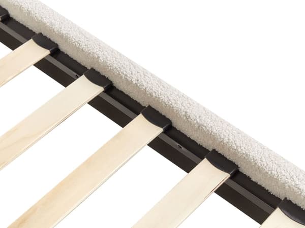 Enkeltseng Creme Hvid Boucle 90 x 200 cm Design Sengeramme Enkeltmands Seng uden Sengegavl Juniorseng