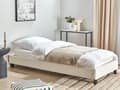 Miniatyrbillede 2 af 10: Enkeltseng Creme Hvid Boucle 90 x 200 cm Design Sengeramme Enkeltmands Seng uden Sengegavl Juniorseng