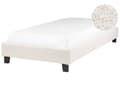 Miniatyrbillede 1 af 10: Enkeltseng Creme Hvid Boucle 90 x 200 cm Design Sengeramme Enkeltmands Seng uden Sengegavl Juniorseng