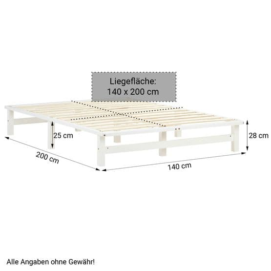 Enkelsäng - Pallsäng I Trä - Vit Med 2 Lådor - 140x200 Cm