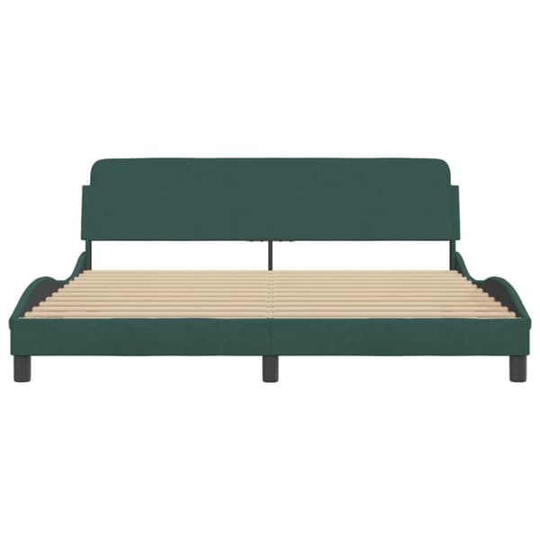 vidaXL sengeramme med sengegavl 180x200 cm fløjl mørkegrøn