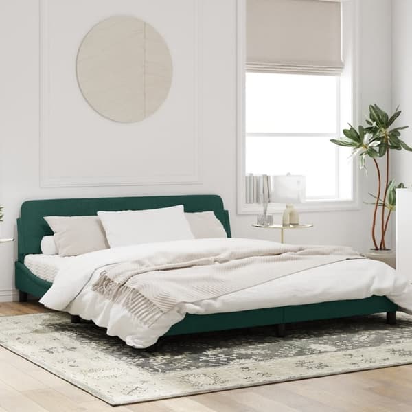 vidaXL sengeramme med sengegavl 180x200 cm fløjl mørkegrøn