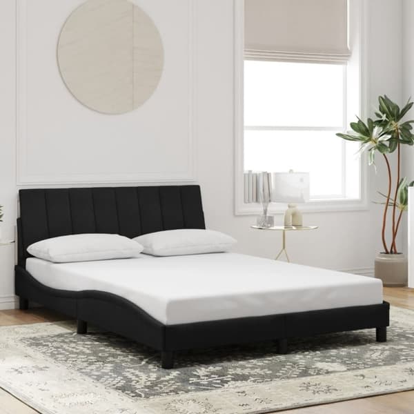 vidaXL sengeramme med sengegavl 140x200 cm fløjl sort