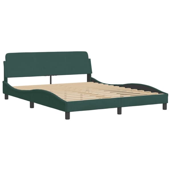 vidaXL sengeramme med sengegavl 160x200 cm fløjl mørkegrøn