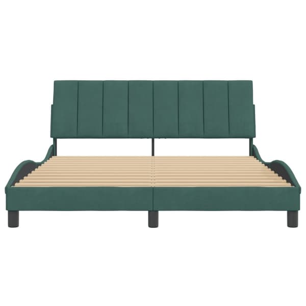 vidaXL sengeramme med sengegavl 160x200 cm fløjl mørkegrøn