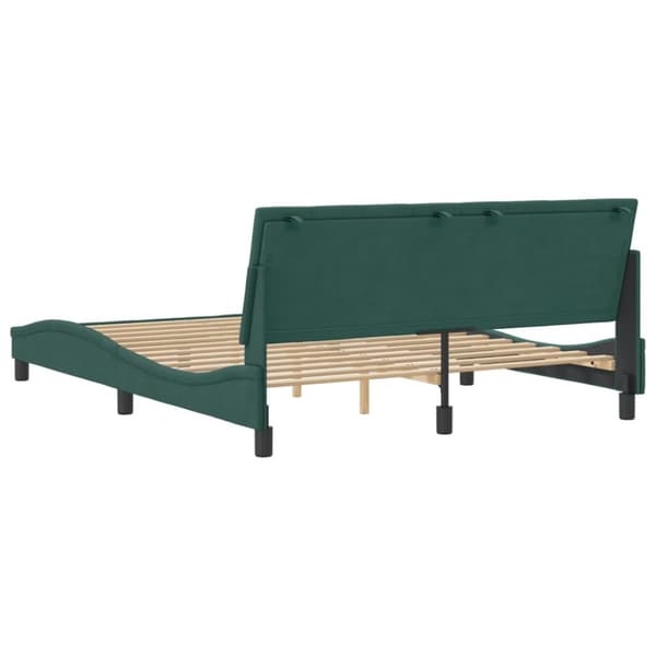 vidaXL sengeramme med sengegavl 160x200 cm fløjl mørkegrøn