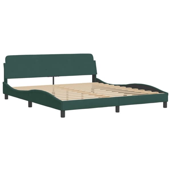 vidaXL sengeramme med sengegavl 180x200 cm fløjl mørkegrøn