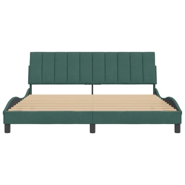 vidaXL sengeramme med sengegavl 180x200 cm fløjl mørkegrøn