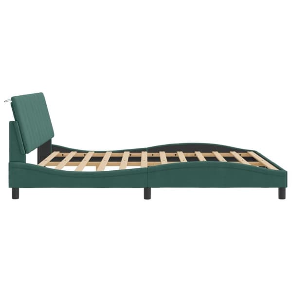 vidaXL sengeramme med sengegavl 180x200 cm fløjl mørkegrøn