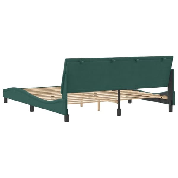 vidaXL sengeramme med sengegavl 180x200 cm fløjl mørkegrøn