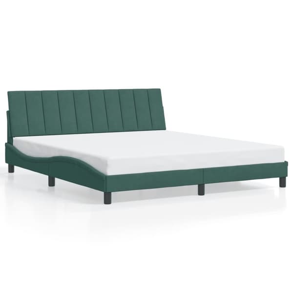 vidaXL sengeramme med sengegavl 180x200 cm fløjl mørkegrøn