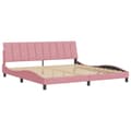 Miniatyrbillede 3 af 11: vidaXL sengeramme med sengegavl 200x200 cm fløjl pink