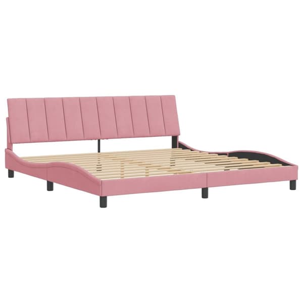 vidaXL sengeramme med sengegavl 200x200 cm fløjl pink