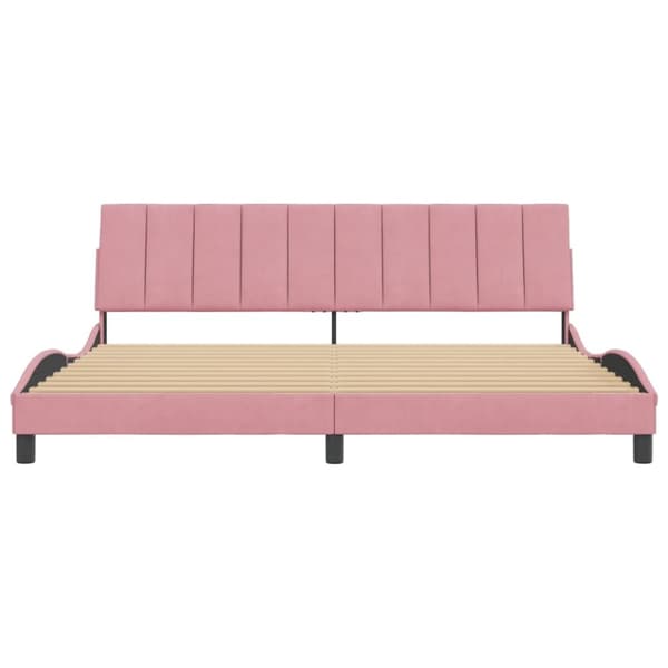vidaXL sengeramme med sengegavl 200x200 cm fløjl pink