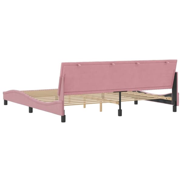 vidaXL sengeramme med sengegavl 200x200 cm fløjl pink