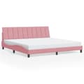 Miniatyrbillede 2 af 11: vidaXL sengeramme med sengegavl 200x200 cm fløjl pink