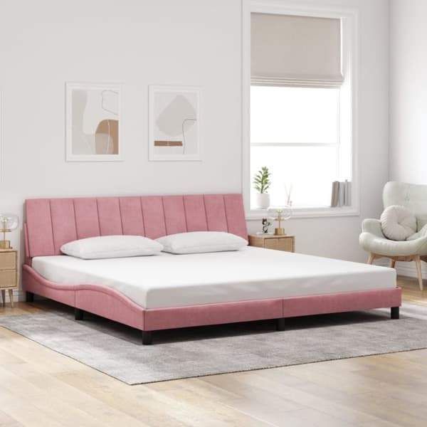 vidaXL sengeramme med sengegavl 200x200 cm fløjl pink