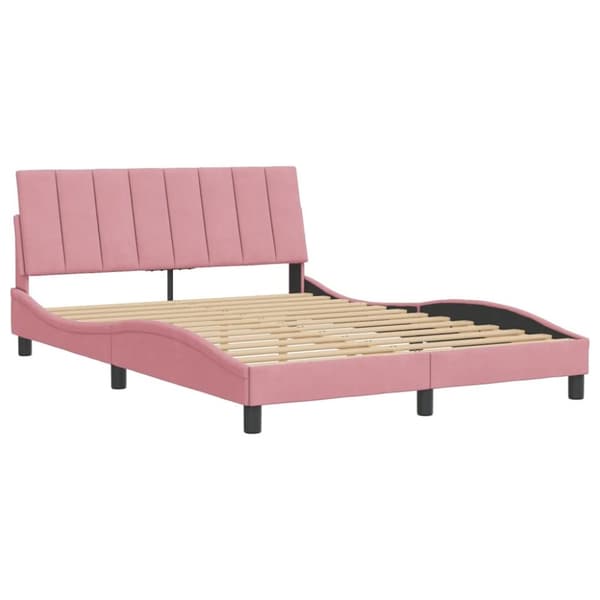 vidaXL sengeramme med sengegavl 140x200 cm fløjl pink