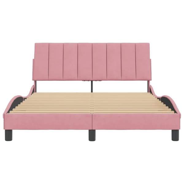 vidaXL sengeramme med sengegavl 140x200 cm fløjl pink