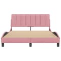 Miniatyrbillede 6 af 11: vidaXL sengeramme med sengegavl 140x200 cm fløjl pink