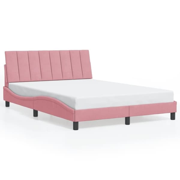 vidaXL sengeramme med sengegavl 140x200 cm fløjl pink
