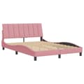 Miniatyrbillede 1 af 11: vidaXL sengeramme med sengegavl 140x200 cm fløjl pink