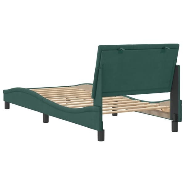 vidaXL sengeramme med sengegavl 90x190 cm fløjl mørkegrøn