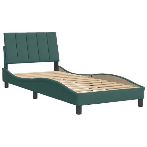 vidaXL sengeramme med sengegavl 90x190 cm fløjl mørkegrøn