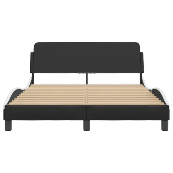 vidaXL Sängram med huvudgavel svart och vit 120x200 cm konstläder