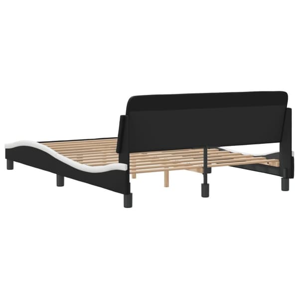 vidaXL Sängram med huvudgavel svart och vit 120x200 cm konstläder