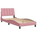 Miniatyrbillede 3 af 11: vidaXL sengeramme med LED-lys 90x200 cm velour pink