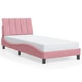 Miniatyrbillede 5 af 11: vidaXL sengeramme med LED-lys 90x200 cm velour pink