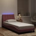 Miniatyrbillede 1 af 11: vidaXL sengeramme med LED-lys 90x200 cm velour pink