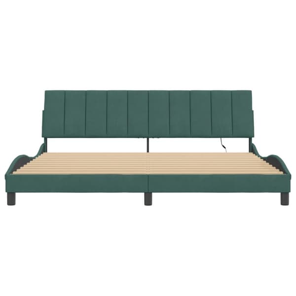 vidaXL sengeramme med LED-lys 200x200 cm velour mørkegrøn