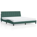 Miniatyrbillede 5 af 11: vidaXL sengeramme med LED-lys 180x200 cm velour mørkegrøn