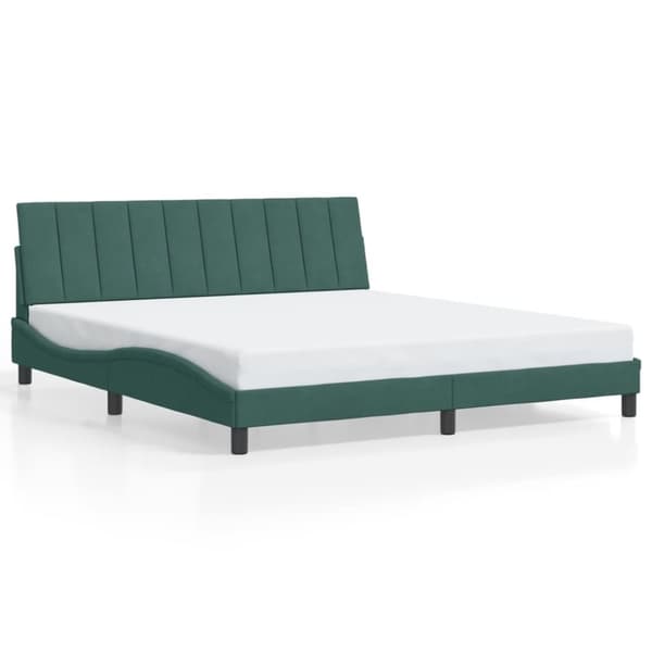 vidaXL sengeramme med LED-lys 180x200 cm velour mørkegrøn