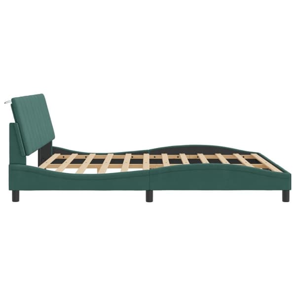 vidaXL sengeramme med LED-lys 180x200 cm velour mørkegrøn