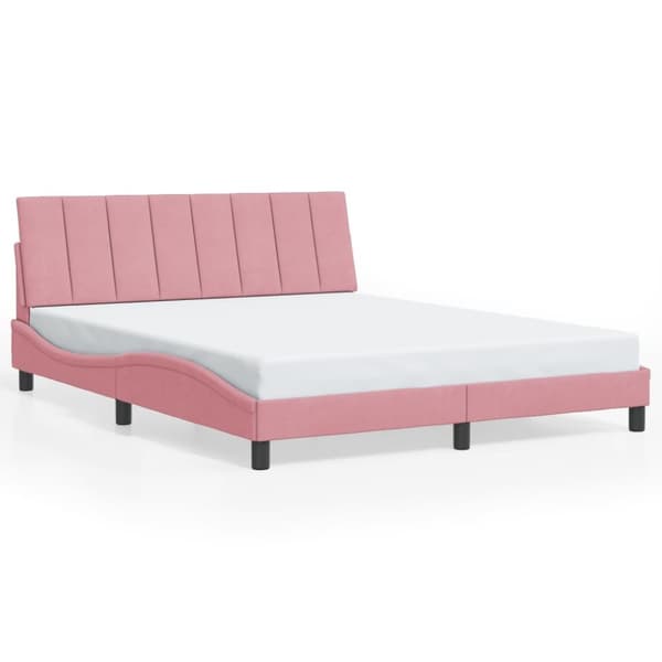vidaXL sengeramme med LED-lys 160x200 cm velour pink
