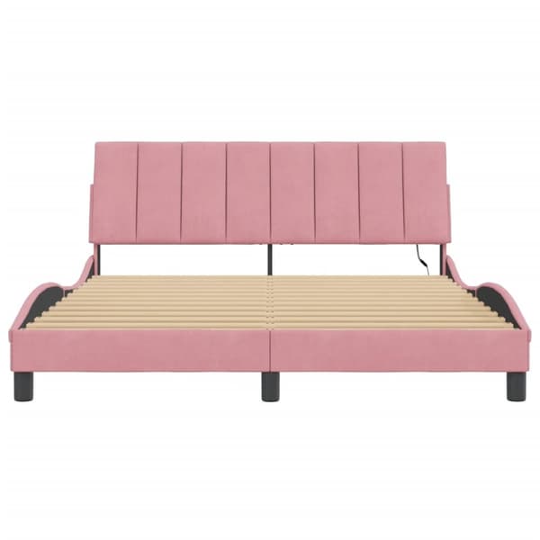 vidaXL sengeramme med LED-lys 160x200 cm velour pink