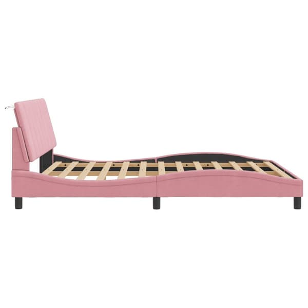 vidaXL sengeramme med LED-lys 160x200 cm velour pink