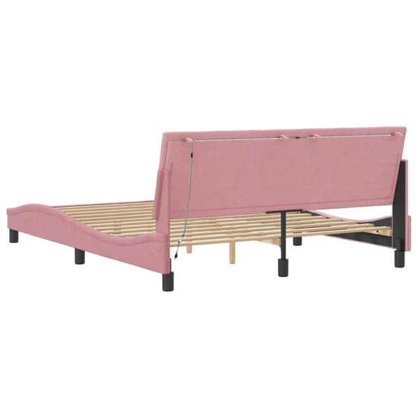 vidaXL sengeramme med LED-lys 160x200 cm velour pink