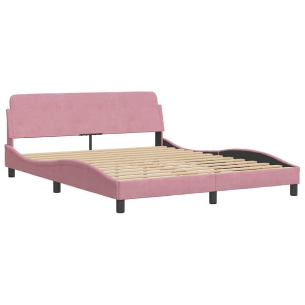 vidaXL sengeramme med LED-lys 160x200 cm velour pink