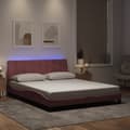 Miniatyrbillede 1 af 11: vidaXL sengeramme med LED-lys 160x200 cm velour pink