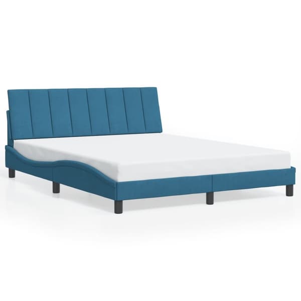 vidaXL sengeramme med LED-lys 160x200 cm velour blå