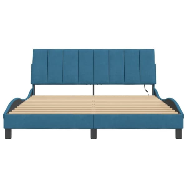 vidaXL sengeramme med LED-lys 160x200 cm velour blå