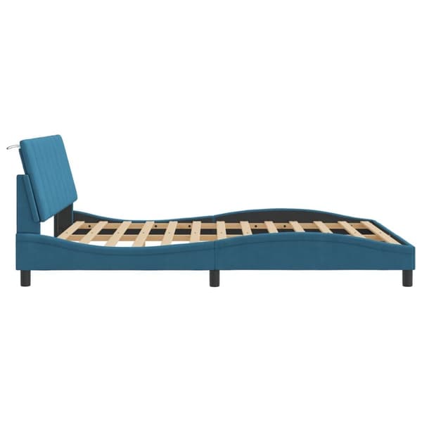 vidaXL sengeramme med LED-lys 160x200 cm velour blå