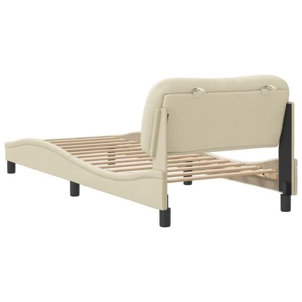 vidaXL sengeramme med LED-lys 90x190 cm stof cremefarvet