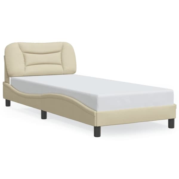 vidaXL sengeramme med LED-lys 90x190 cm stof cremefarvet