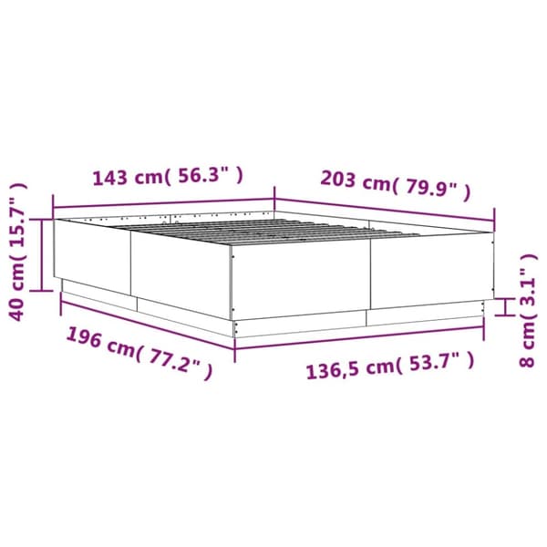 vidaXL Sengeramme sonoma eik 140x200 cm konstruert tre