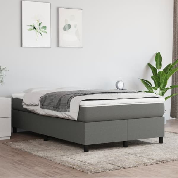 vidaXL kontinentalseng med madras 120x190 cm stof mørkegrå